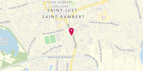 Plan de E Taxis Ambulances, 18 Route de Chambles, 42170 Saint-Just-Saint-Rambert