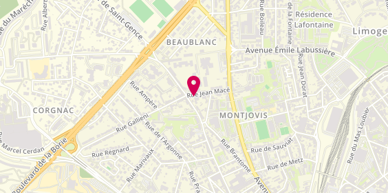 Plan de Mondial Ambulance, 25 Rue Jean Macé, 87100 Limoges